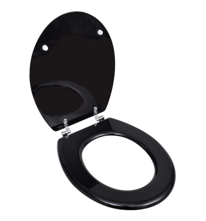 Siège de toilette avec Couvercle MDF Design simple Noir | Mobilier & Déco
