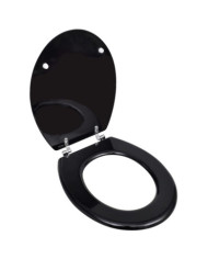 Siège de toilette avec Couvercle MDF Design simple Noir | Mobilier & Déco