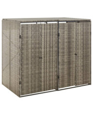 Abri pour poubelle double Gris 140x80x117 cm Résine tressée | Mobilier & Déco