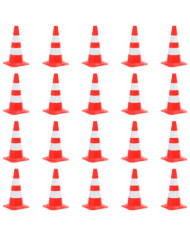 Cônes de signalisation réfléchissants 20pcs Rouge et blanc 50cm | Mobilier & Déco