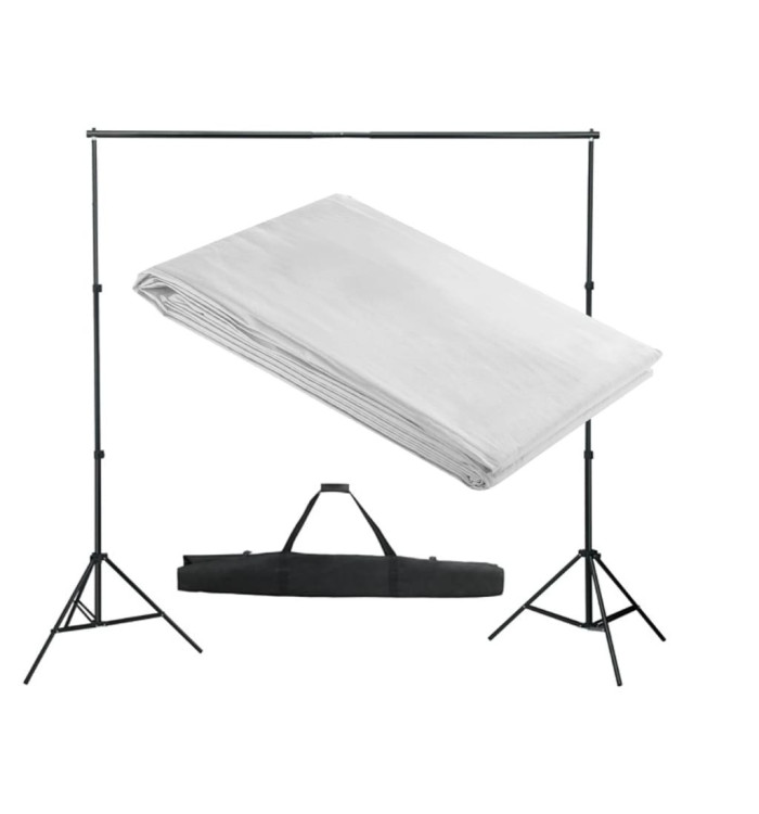 Système de support de toile de fond 300 x 300 cm Blanc | Mobilier & Déco
