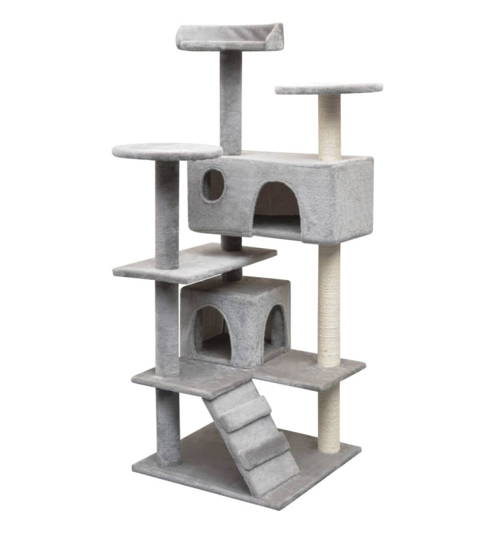 Arbre à chat avec griffoirs en sisal 125 cm Gris | Mobilier & Déco