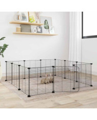 Cage animaux de compagnie à 12 panneaux et porte Noir 35x35 cm | Mobilier & Déco