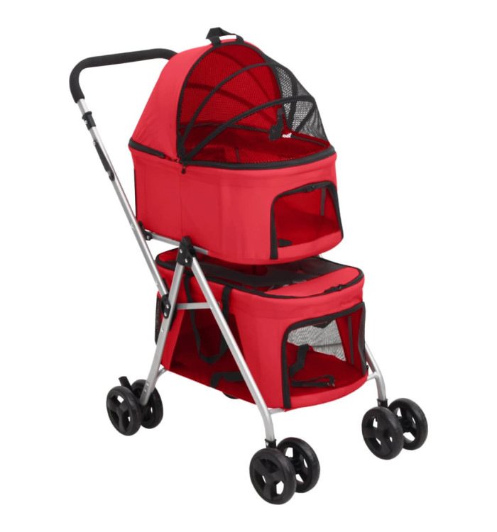 Poussette pour chien pliante à 2 niveaux Rouge 83x48x97 cm | Mobilier & Déco