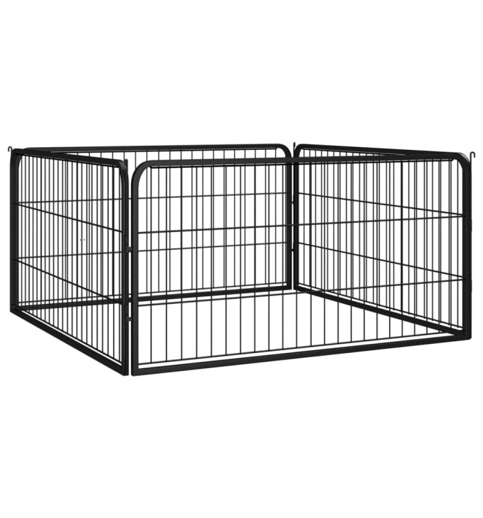 Parc pour chien 4 panneaux Noir 100x50cm Acier enduit de poudre | Mobilier & Déco