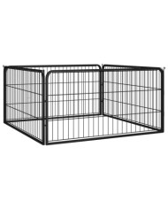 Parc pour chien 4 panneaux Noir 100x50cm Acier enduit de poudre | Mobilier & Déco