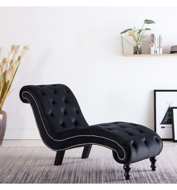 Chaise longue Noir Velours | Mobilier & Déco