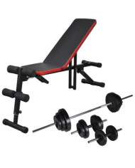 Banc d'entraînement réglable avec jeu d'haltères 30,5 kg | Mobilier & Déco