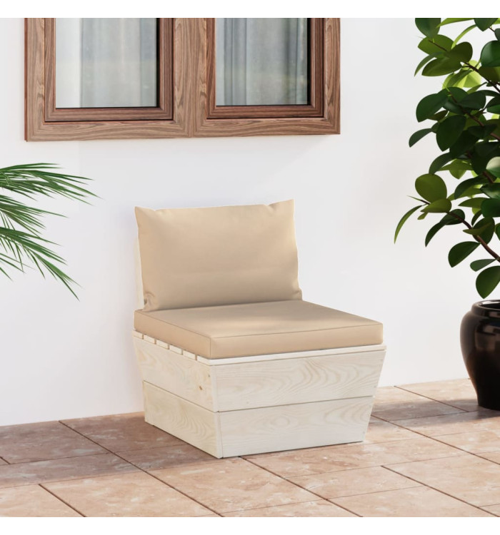 Canapé central palette de jardin avec coussins Épicéa imprégné | Mobilier & Déco