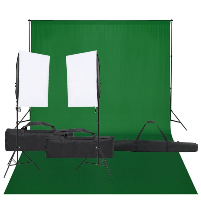 Kit de studio photo avec éclairage et toile de fond | Mobilier & Déco