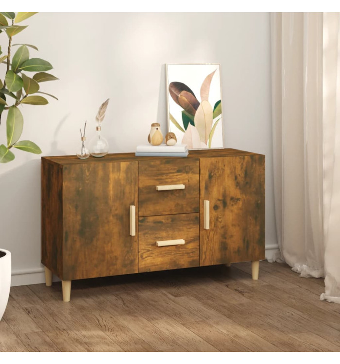 Buffet chêne fumé 100x36x60 cm bois d'ingénierie | Mobilier & Déco