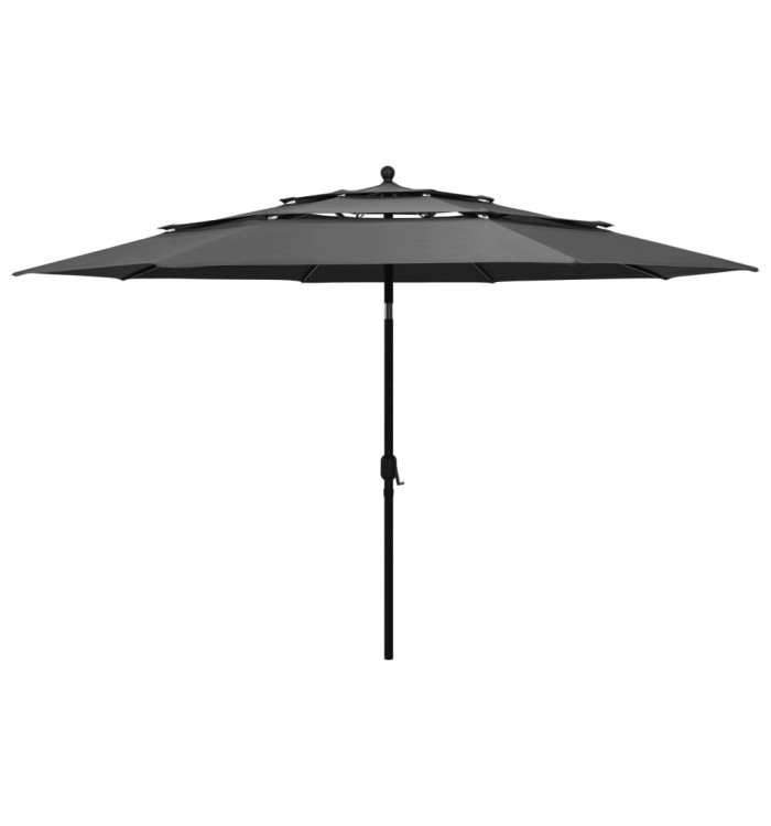 Parasol de jardin à 3 niveaux avec mât en aluminium anthracite | Mobilier & Déco