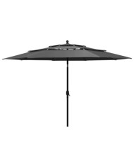 Parasol de jardin à 3 niveaux avec mât en aluminium anthracite | Mobilier & Déco