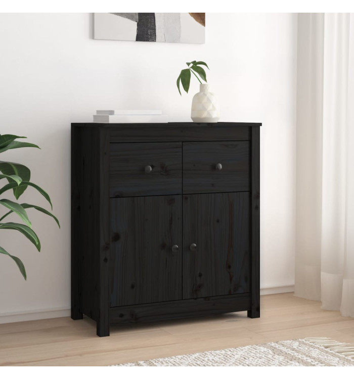 Buffet noir 70x35x80 cm bois massif de pin | Mobilier & Déco