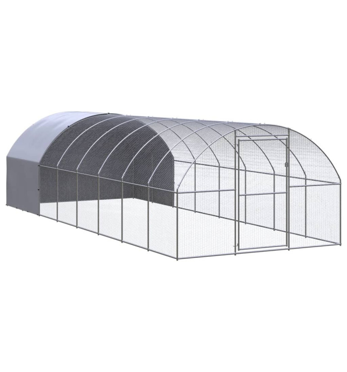 Poulailler d'extérieur 3x8x2 m Acier galvanisé | Mobilier & Déco