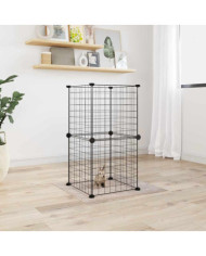 Cage animaux de compagnie à 8 panneaux Noir 35x35 cm Acier | Mobilier & Déco