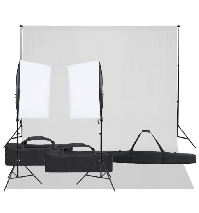Kit de studio photo avec éclairage et toile de fond | Mobilier & Déco
