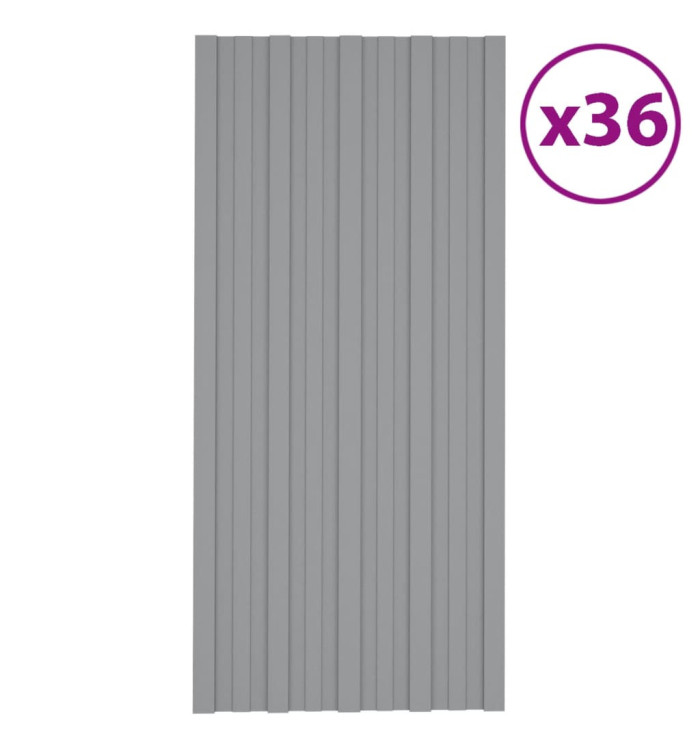 Panneaux de toiture 36 pcs Acier galvanisé Gris 100x45 cm | Mobilier & Déco