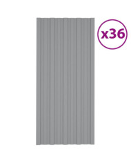Panneaux de toiture 36 pcs Acier galvanisé Gris 100x45 cm | Mobilier & Déco