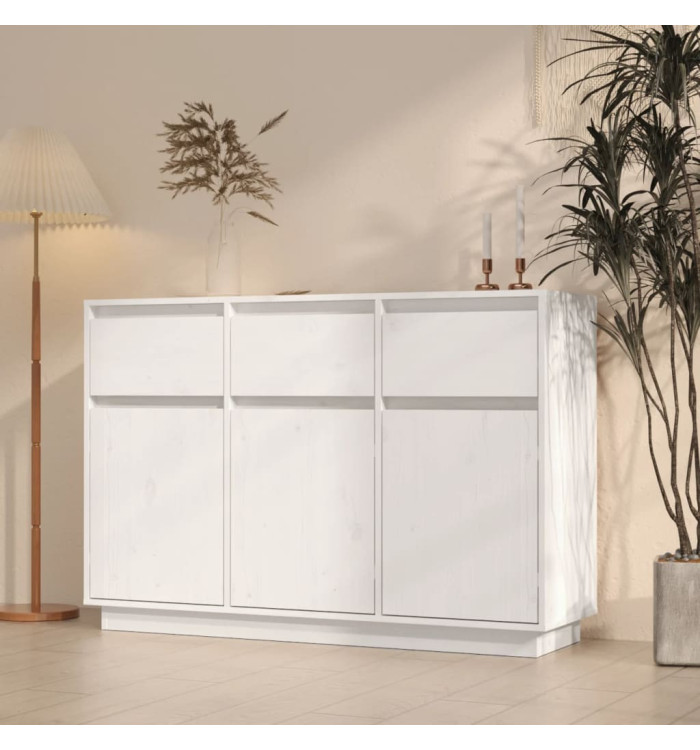 Buffet blanc 110x34x75 cm bois massif de pin | Mobilier & Déco