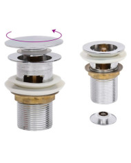 Drain à poussoir avec débordement Chrome 6,4x6,4x9,1 cm | Mobilier & Déco