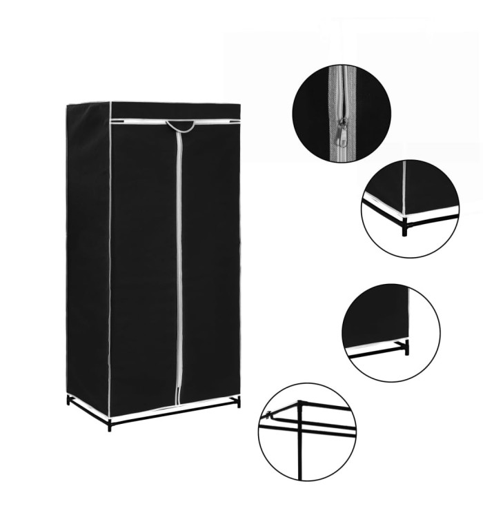 Garde-robe Noir 75x50x160 cm | Mobilier & Déco