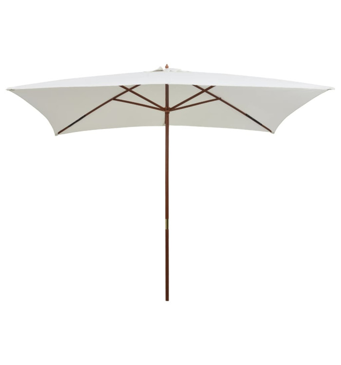Parasol avec poteau en bois 200 x 300 cm Blanc crème | Mobilier & Déco
