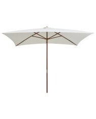 Parasol avec poteau en bois 200 x 300 cm Blanc crème | Mobilier & Déco