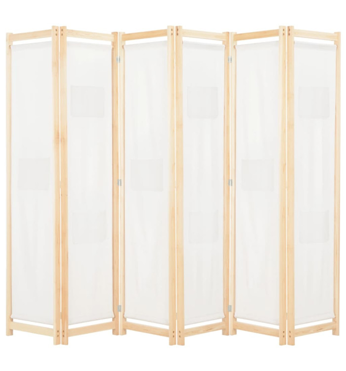 Cloison de séparation 6 panneaux Crème 240 x 170 x 4 cm Tissu | Mobilier & Déco