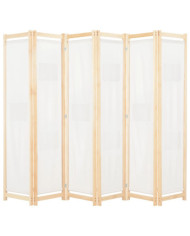 Cloison de séparation 6 panneaux Crème 240 x 170 x 4 cm Tissu | Mobilier & Déco