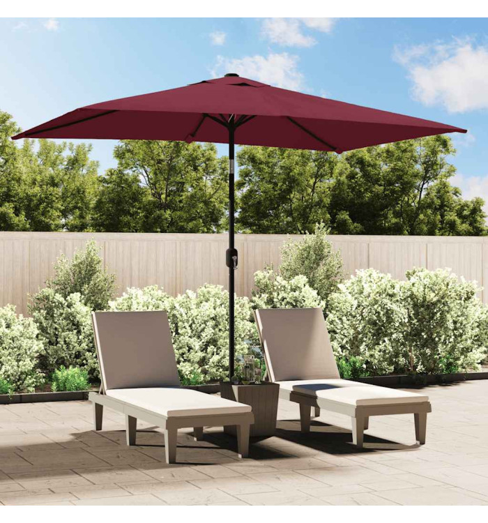 Parasol d'extérieur avec mât en métal 300x200 cm rouge bordeaux | Mobilier & Déco