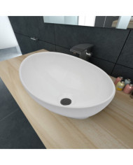 Lavabo en forme ovale Céramique 40 x 33 cm Blanc | Mobilier & Déco