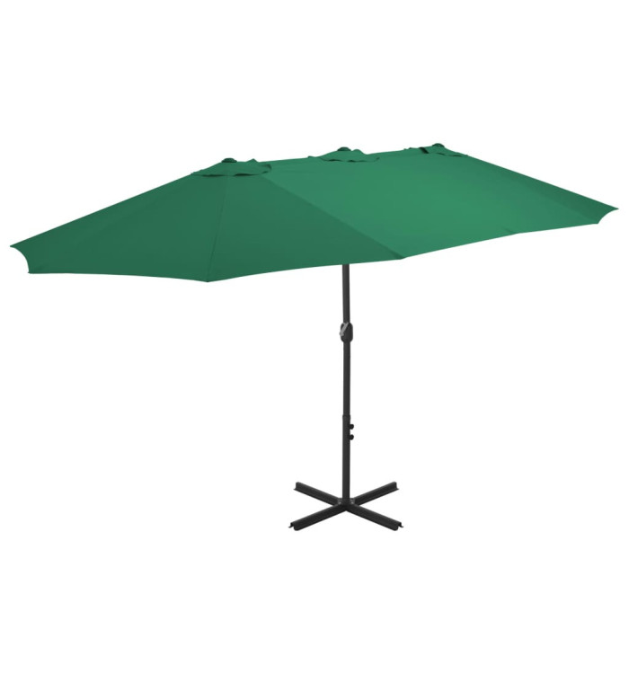 Parasol d'extérieur et mât en aluminium 460x270 cm vert | Mobilier & Déco