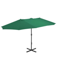 Parasol d'extérieur et mât en aluminium 460x270 cm vert | Mobilier & Déco