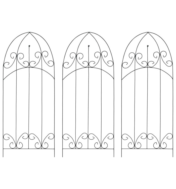 Supports pour plantes grimpantes 3 pcs Noir 40x100 cm Fer | Mobilier & Déco