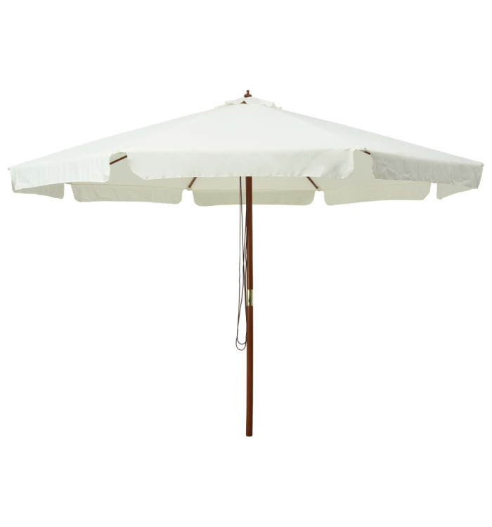 Parasol d'extérieur avec mât en bois 330 cm blanc sable | Mobilier & Déco