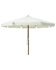 Parasol d'extérieur avec mât en bois 330 cm blanc sable | Mobilier & Déco