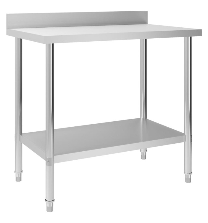 Table de travail de cuisine avec dosseret 100x60x93 cm Inox | Mobilier & Déco