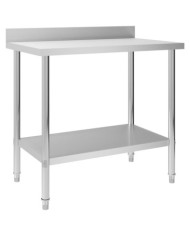 Table de travail de cuisine avec dosseret 100x60x93 cm Inox | Mobilier & Déco