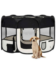 Parc pliable pour chien avec sac de transport Noir 110x110x58cm | Mobilier & Déco