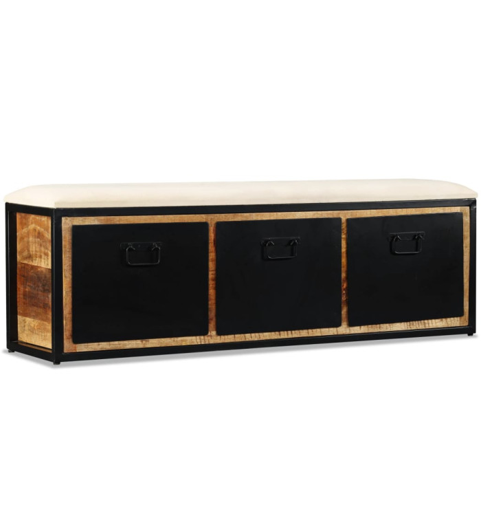 Banc de rangement avec 3 tiroirs Bois de manguier 120x30x40 cm | Mobilier & Déco