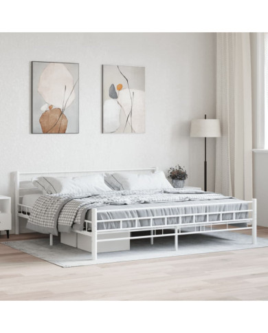 Cadre de lit sans matelas blanc métal 180x200 cm | Mobilier & Déco