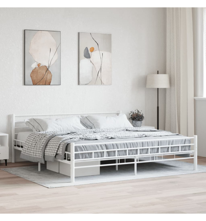 Cadre de lit sans matelas blanc métal 180x200 cm | Mobilier & Déco