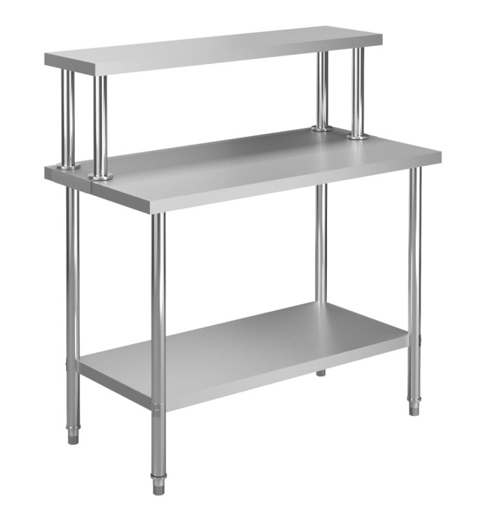 Table de travail de cuisine avec étagère 120x60x120 cm Inox | Mobilier & Déco