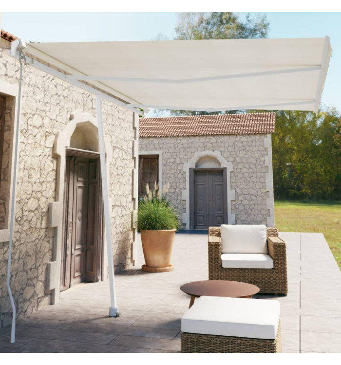 Auvent manuel rétractable sur pied 350x250 cm Crème | Mobilier & Déco