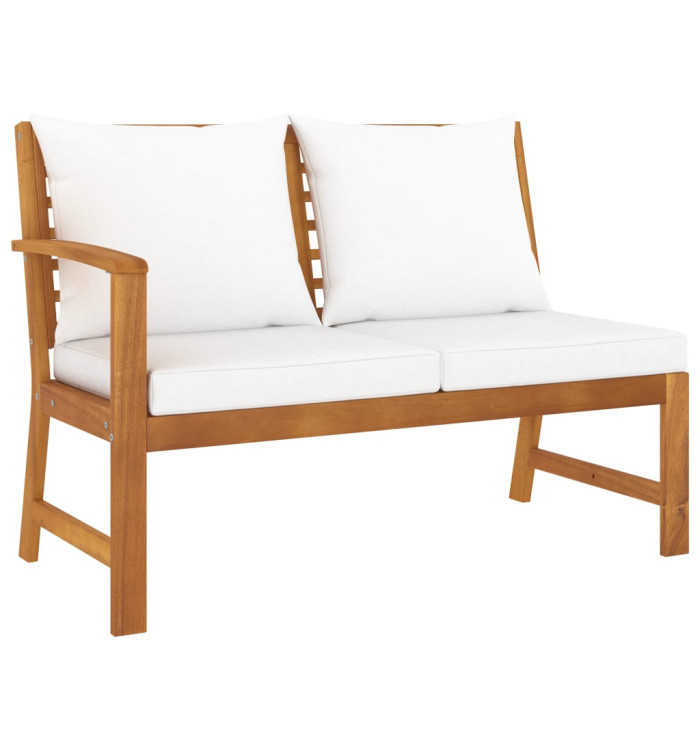 Banc de jardin 114,5 cm avec coussin crème Bois solide d'acacia | Mobilier & Déco