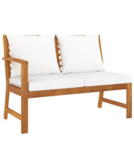 Banc de jardin 114,5 cm avec coussin crème Bois solide d'acacia | Mobilier & Déco