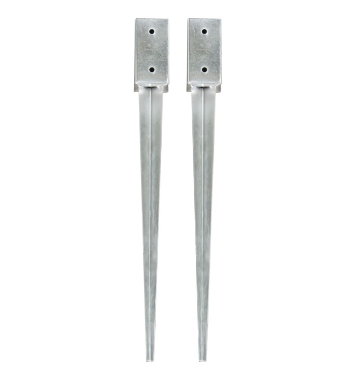 Piquets au sol 2 pcs Argenté 7x7x75 cm Acier galvanisé | Mobilier & Déco