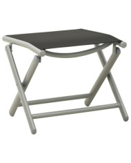 Repose-pied pliable noir et argenté textilène et aluminium | Mobilier & Déco