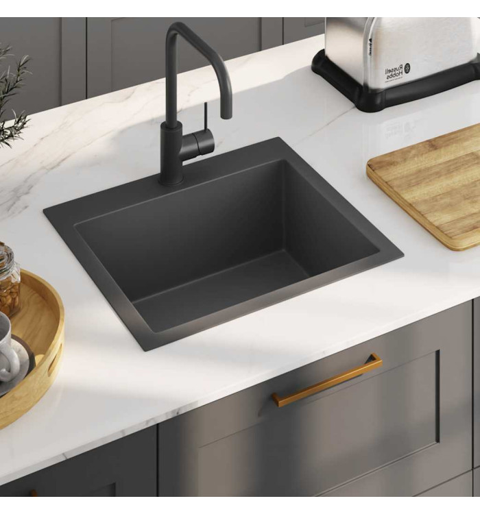 Évier de cuisine fait main Noir Acier inoxydable | Mobilier & Déco